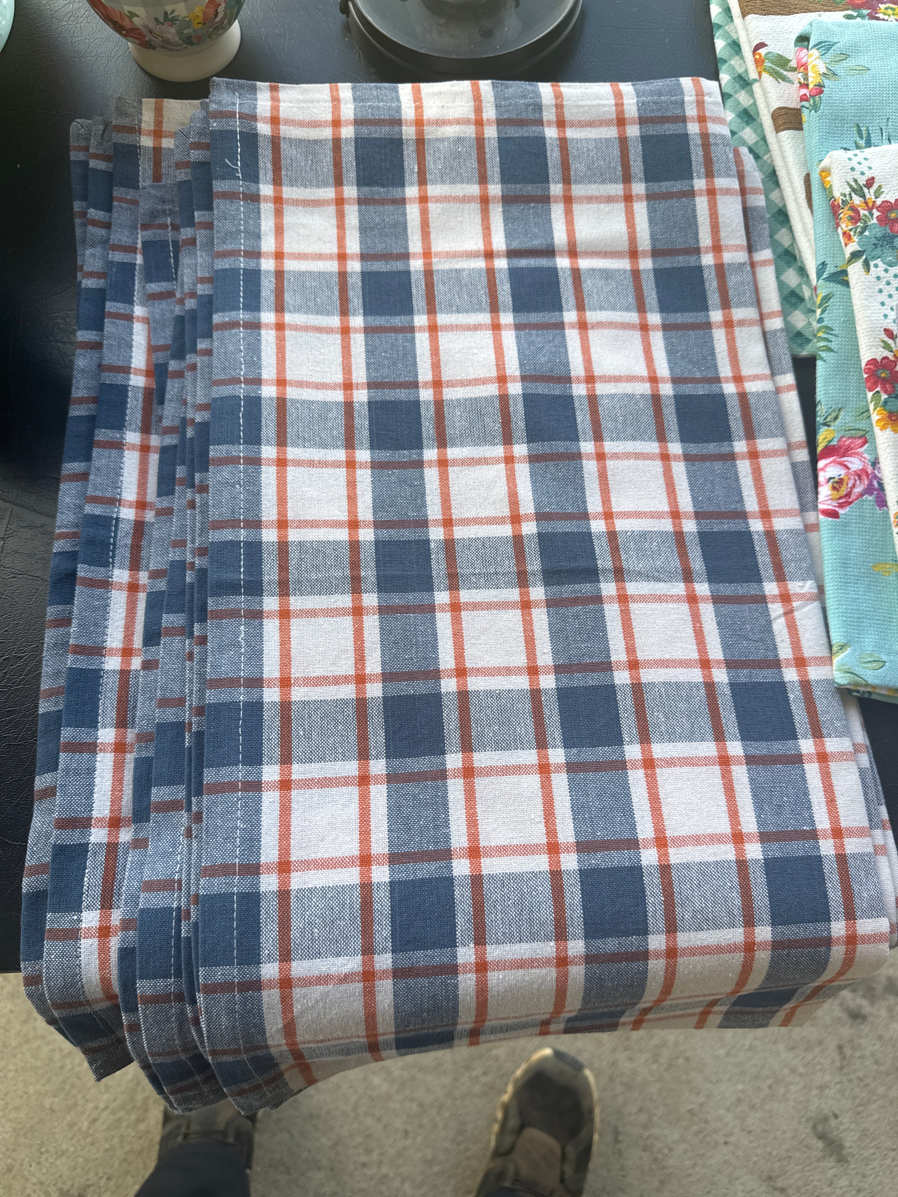 4pc. Orange & blue cloth napkins - Market Row