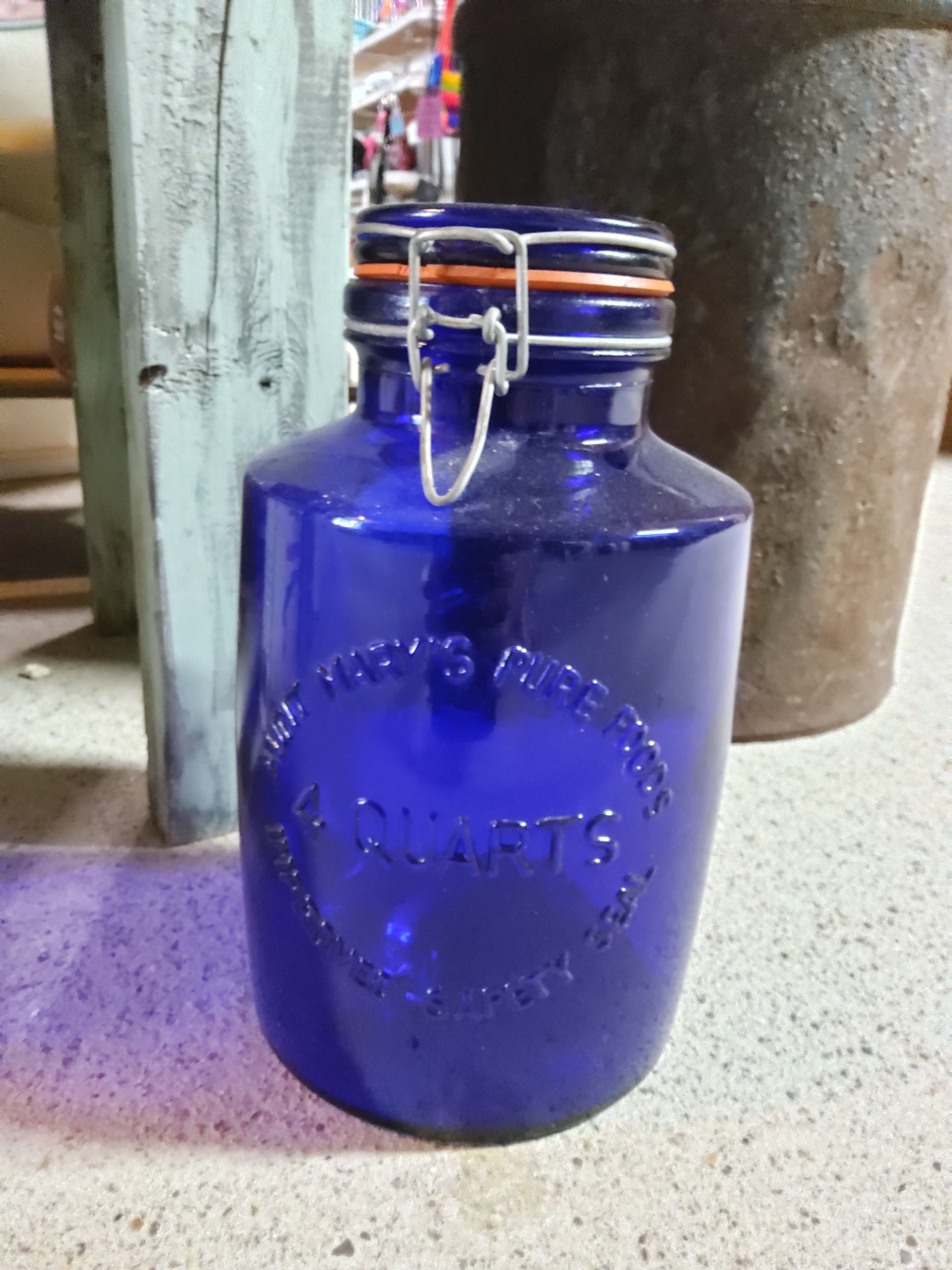 4qt blue glass jar - Market Row