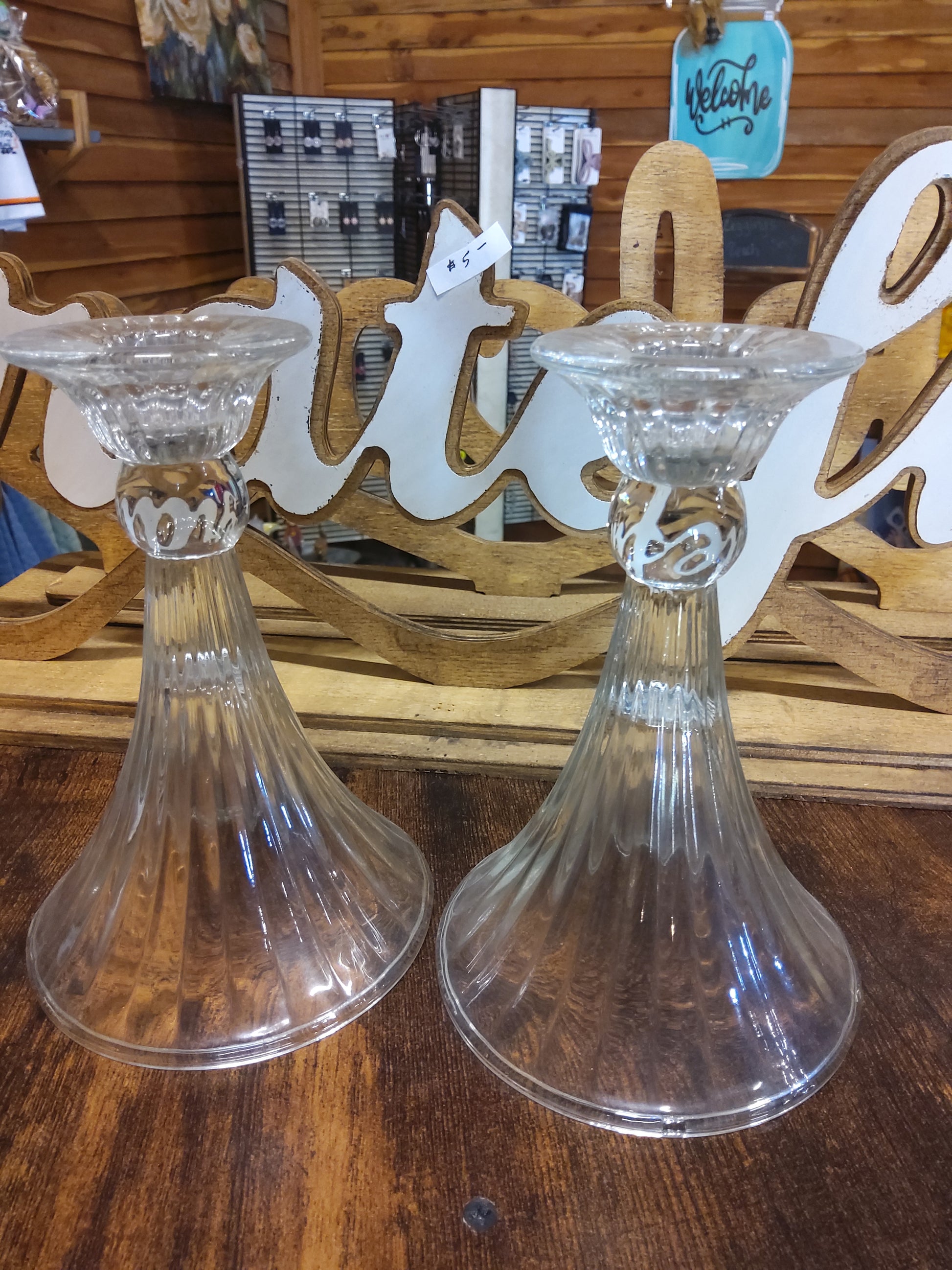 Crystal candle stick holders - Market Row